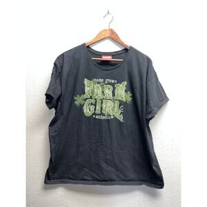 Womens Vintage Home Grown Farm Girl Shirt Homegrown Farmgirl Black Tee Top XL